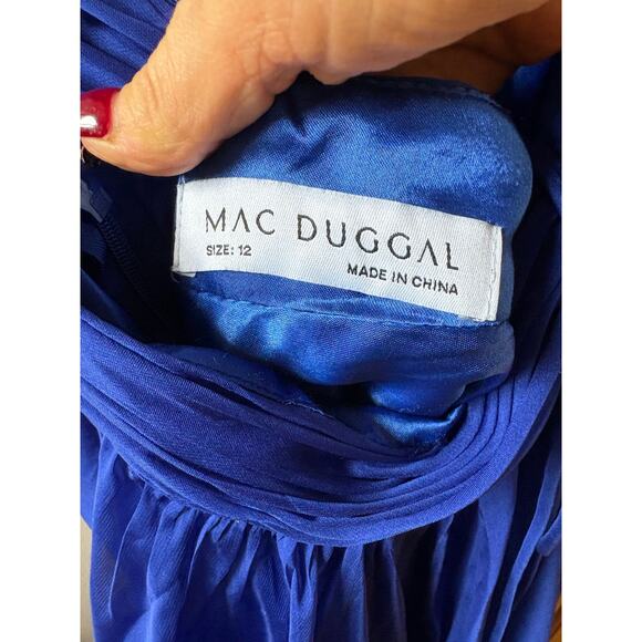 Mac Duggal 67911 Royal Blue Chiffon Cutout Ruffled Empire Waist Dress Size 12 - Picture 11 of 12